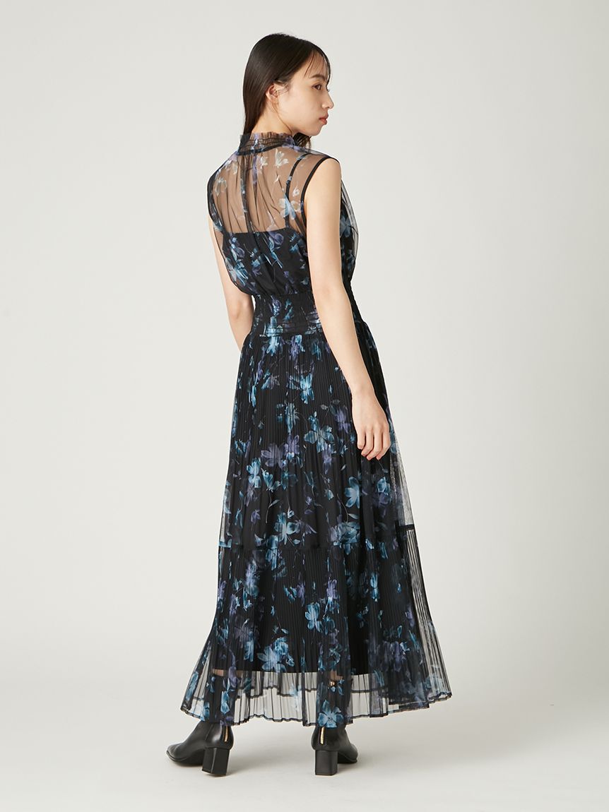 FRAY I.D「【00サイズ】シアーフラワープリーツワンピース」|ワンピース|