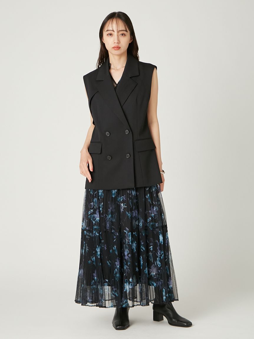 FRAY I.D「【00サイズ】シアーフラワープリーツワンピース」|ワンピース|