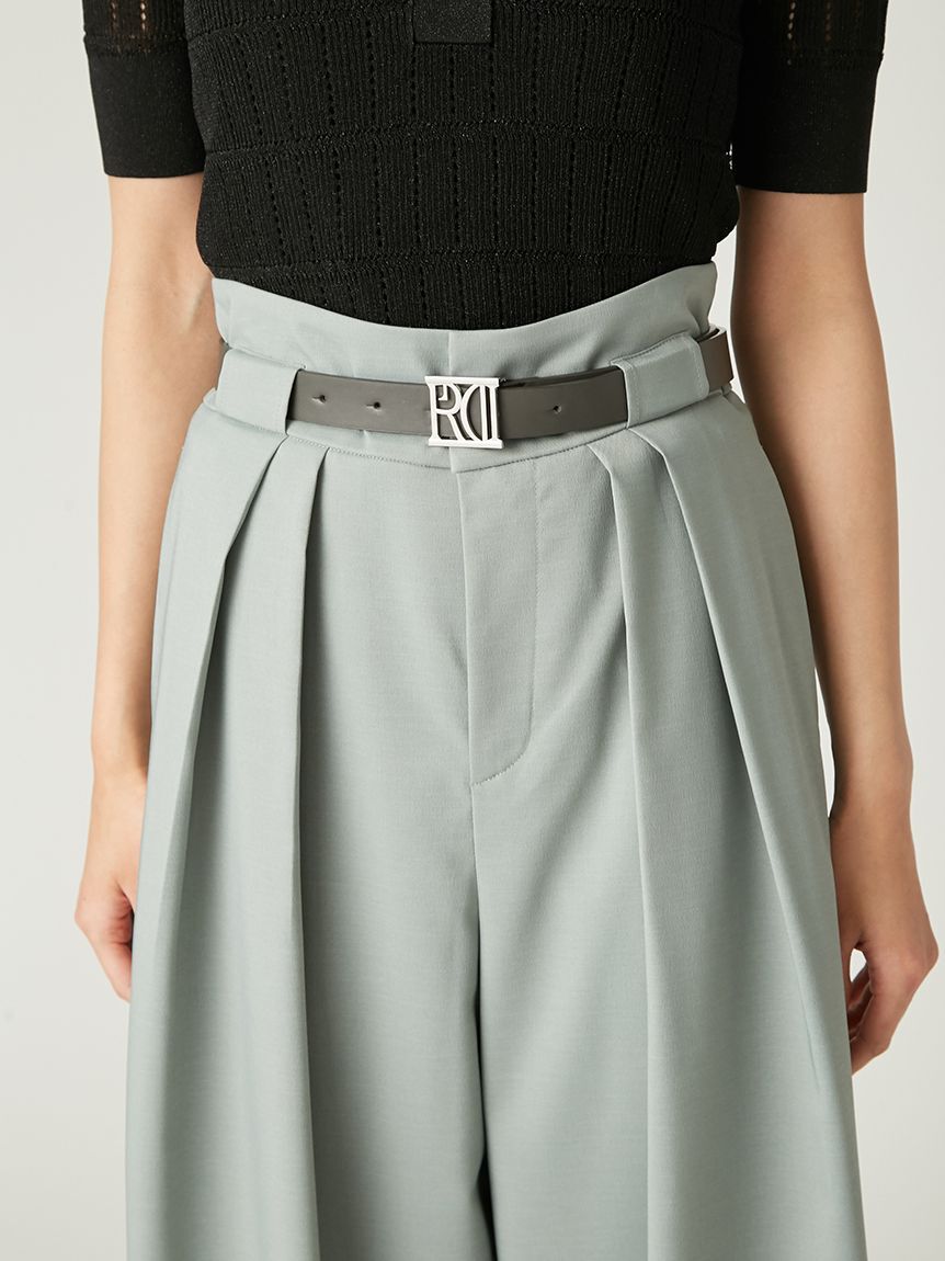 FRAY I.D「ベルト付きタックワイドパンツ」|チノ|