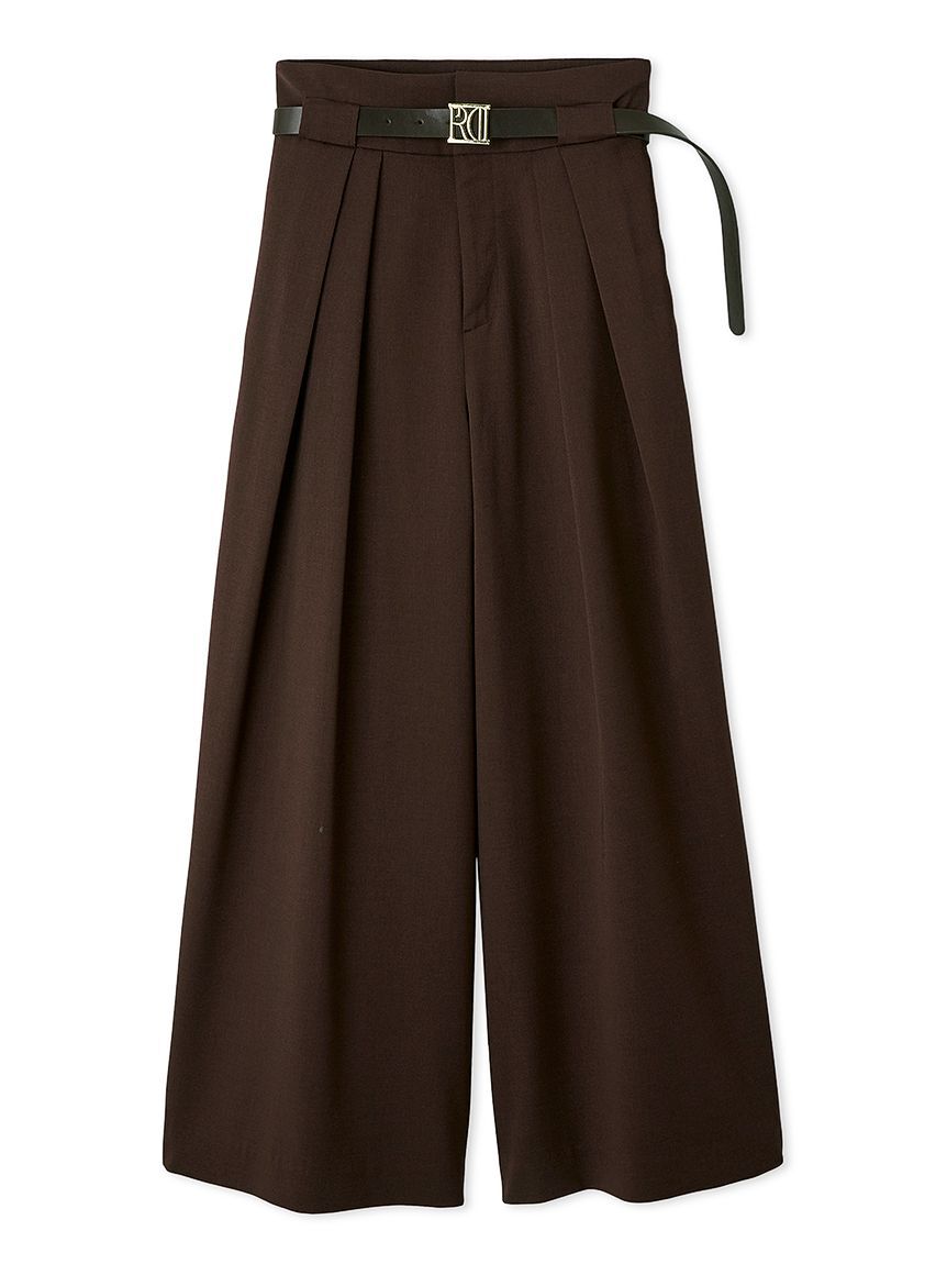 FRAY I.D「ベルト付きタックワイドパンツ」|チノ|