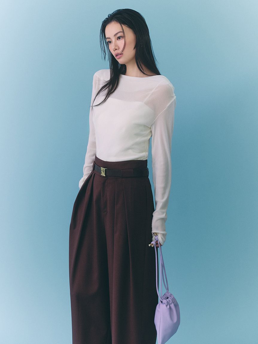 FRAY I.D「ベルト付きタックワイドパンツ」|チノ|BRW