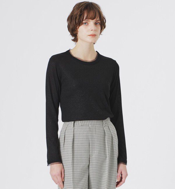  「ラメリブプルオーバー」|Tシャツ・カットソー|ブラック