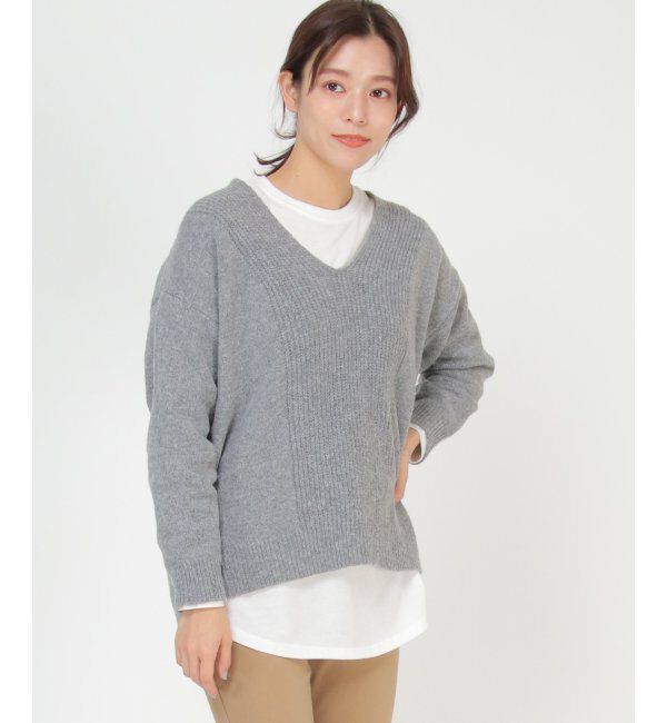 ikka「Vネックニットアンサンブル」|ニット・セーター|グレイ