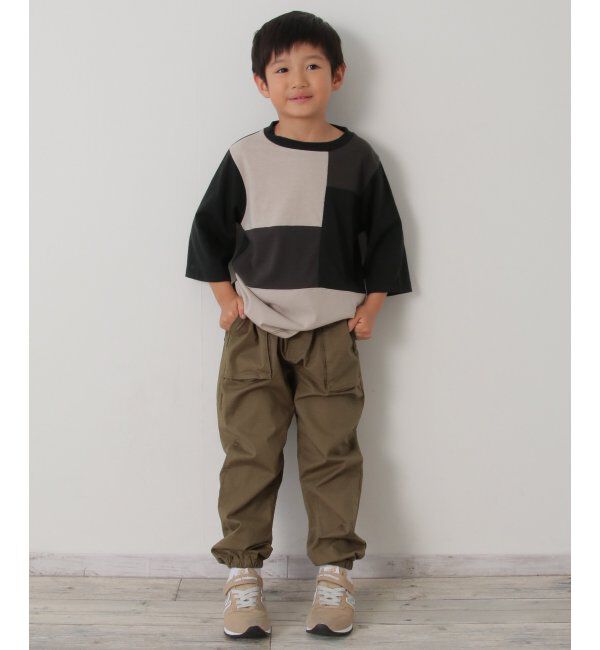 ikka kids「7分袖リップル切り替えTシャツ（120~160cm）」|Tシャツ・カットソー|