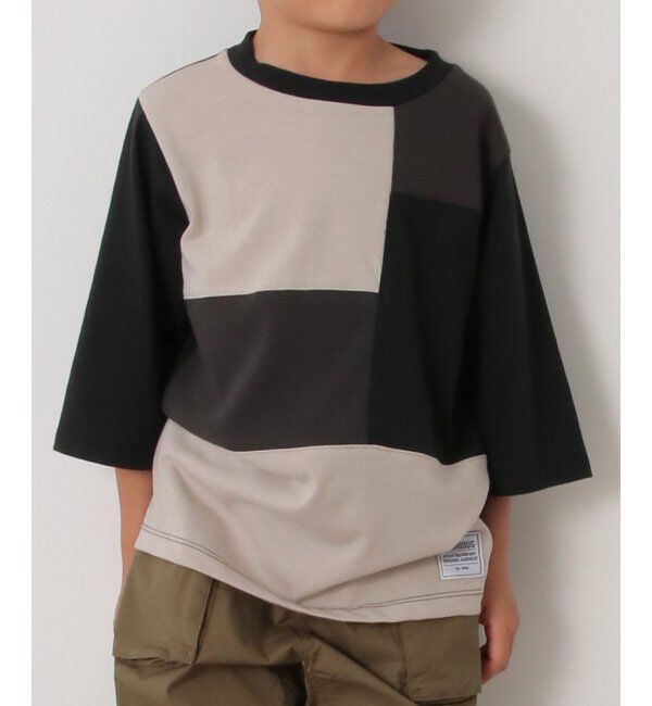ikka kids「7分袖リップル切り替えTシャツ（120~160cm）」|Tシャツ・カットソー|