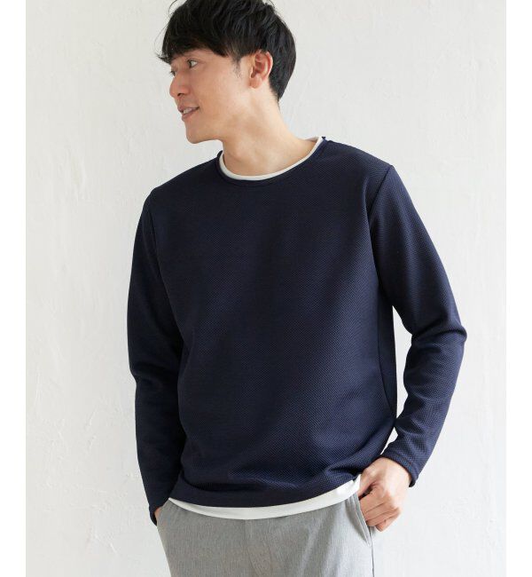 ikka「パイナップルレイヤードロンＴ」|Tシャツ・カットソー|ネイビー