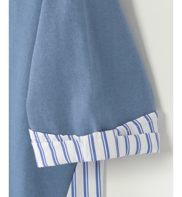 ikka kids「【親子おそろい】袖リボンストライプ切り替えTシャツ（120~160cm）」|Tシャツ・カットソー|