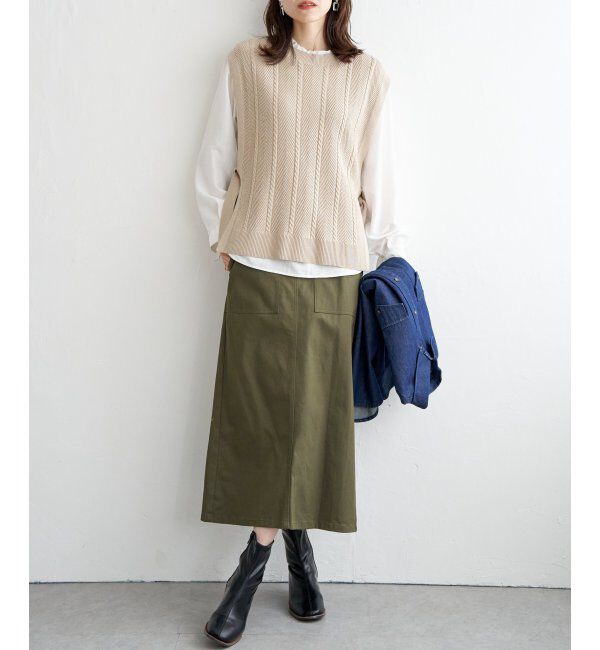 ikka「ストレッチIラインスカート」|スカート|