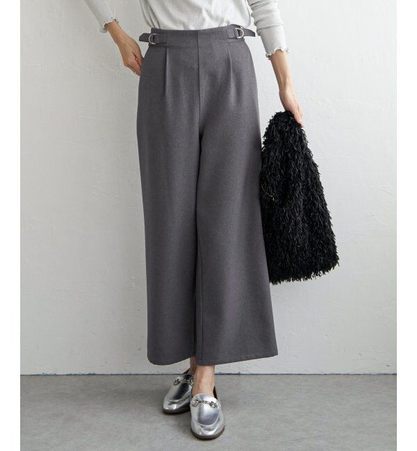 ikka「サイドベルトワイドパンツ」|その他|ミディアムグレー