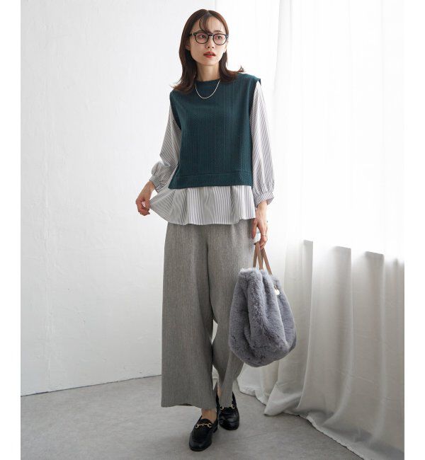 ikka「サイドベルトワイドパンツ」|その他|