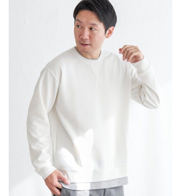 ikka「【抗菌防臭／吸水速乾】GOKU楽ダンボールフェイクプルオーバー」|パーカー|