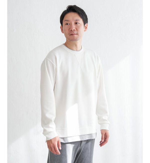 ikka「【抗菌防臭／吸水速乾】GOKU楽ダンボールフェイクプルオーバー」|パーカー|