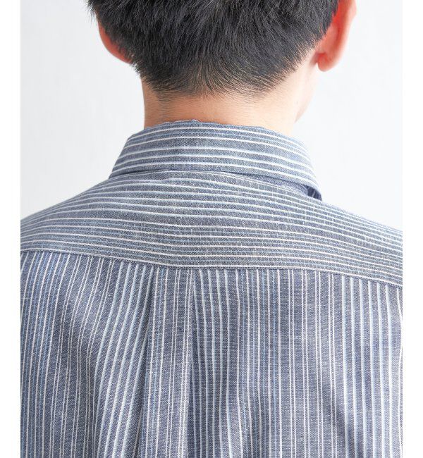 ikka「【吸水速乾】7分袖イージーケアリネンストライプシャツ」|シャツ・ブラウス|