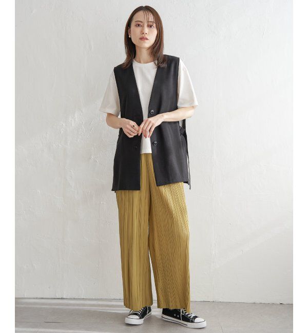 ikka「ノーカラーサイドスリットジレ」|ダウンベスト・ベスト|