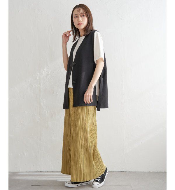 ikka「ノーカラーサイドスリットジレ」|ダウンベスト・ベスト|