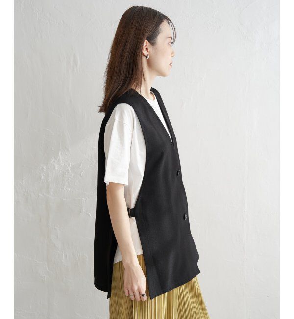 ikka「ノーカラーサイドスリットジレ」|ダウンベスト・ベスト|