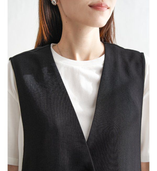 ikka「ノーカラーサイドスリットジレ」|ダウンベスト・ベスト|