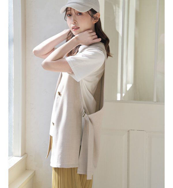 ikka「ノーカラーサイドスリットジレ」|ダウンベスト・ベスト|