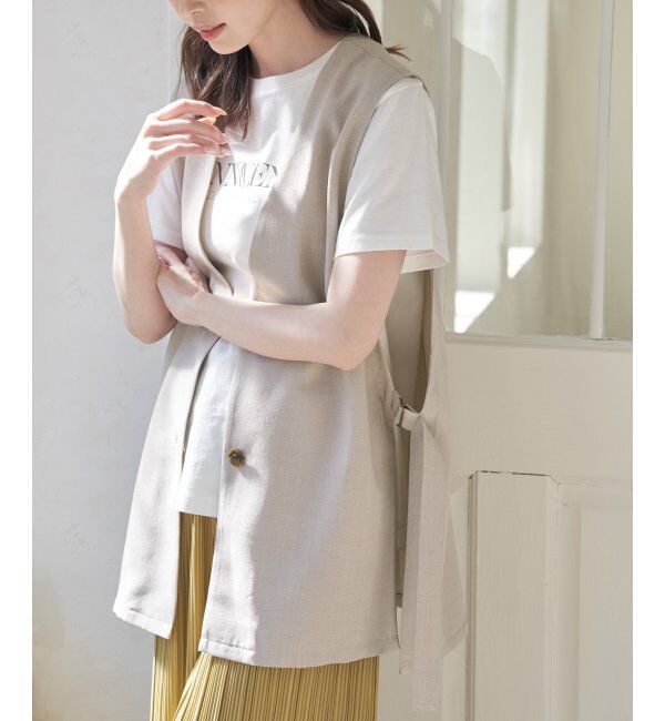 ikka「ノーカラーサイドスリットジレ」|ダウンベスト・ベスト|