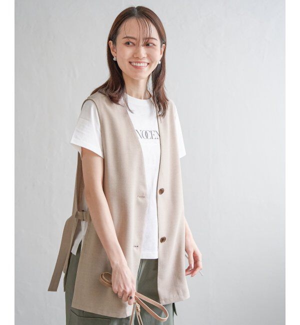 ikka「ノーカラーサイドスリットジレ」|ダウンベスト・ベスト|