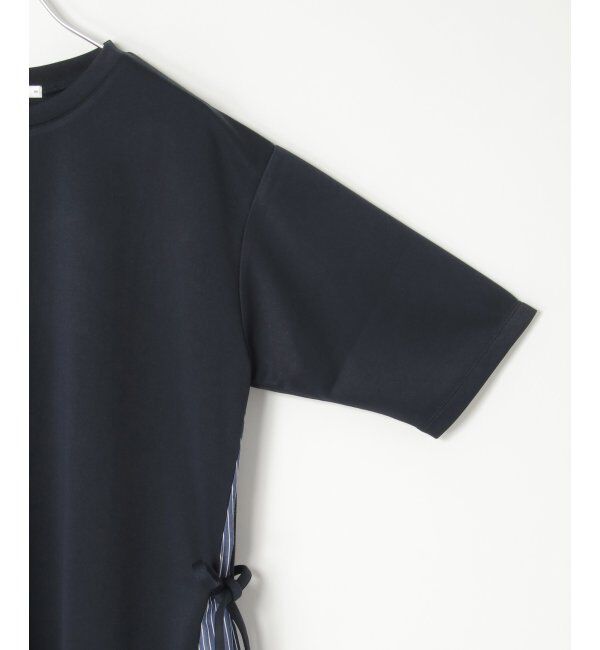 ikka「異素材切り替えサイドリボンワンピース」|ワンピース|