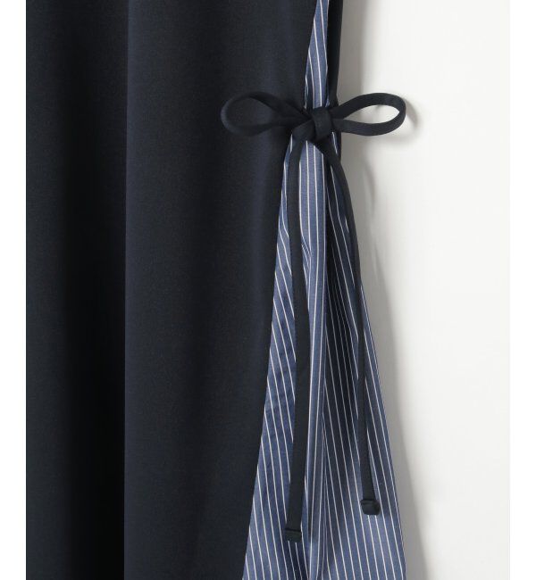 ikka「異素材切り替えサイドリボンワンピース」|ワンピース|