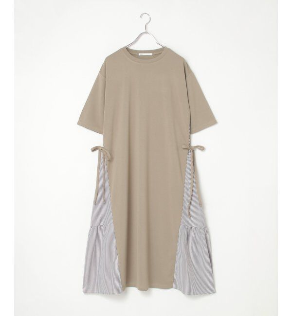 ikka「異素材切り替えサイドリボンワンピース」|ワンピース|