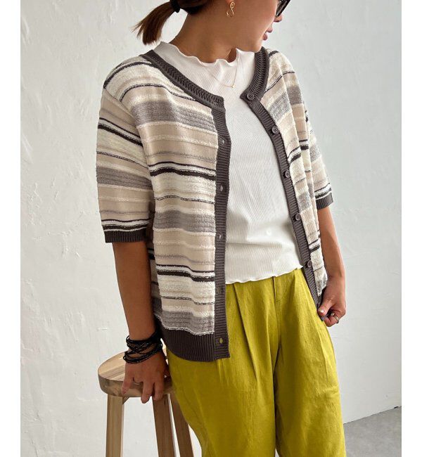 Lbc with Life「【2WAY】マルチボーダーカーディガン」|カーディガン|チャコール