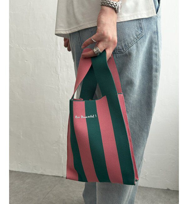 Lbc with Life「ストライプニットバッグ」|その他|ピンク