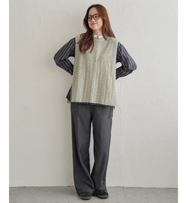 Lbc with Life「ウール混サイドリボンケーブルベスト」|ニット・セーター|