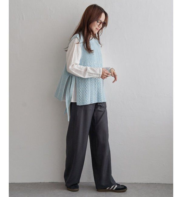 Lbc with Life「ウール混サイドリボンケーブルベスト」|ニット・セーター|