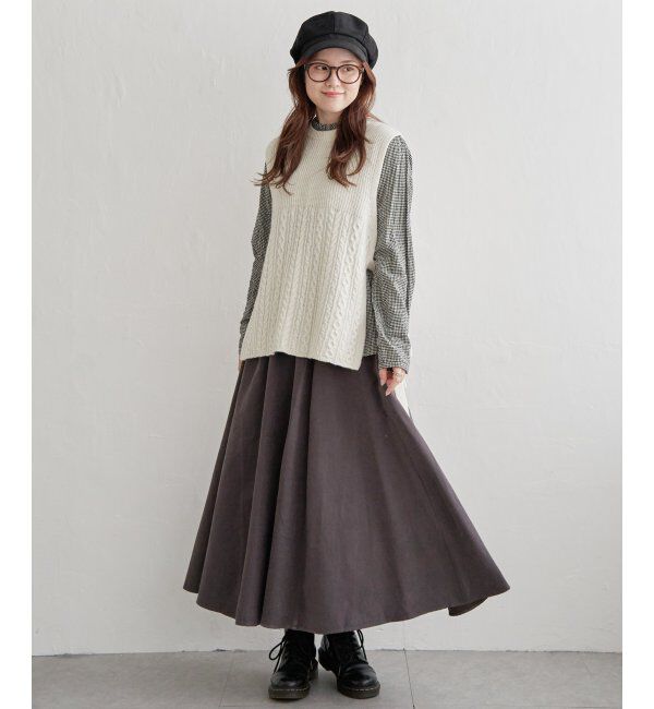 Lbc with Life「ウール混サイドリボンケーブルベスト」|ニット・セーター|