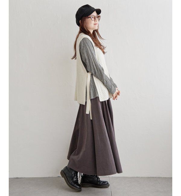 Lbc with Life「ウール混サイドリボンケーブルベスト」|ニット・セーター|