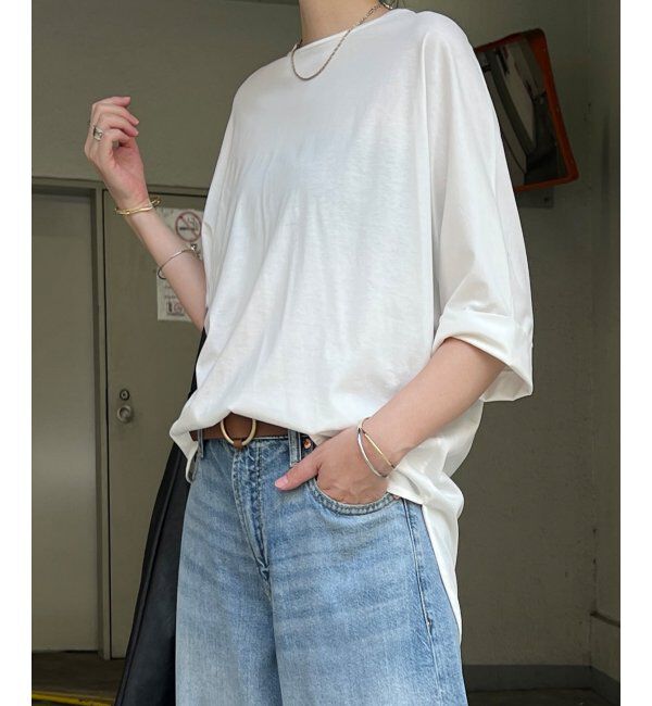 Lbc with Life「シルケット裾ラウンド袖切り替えTシャツ」|Tシャツ・カットソー|ホワイト