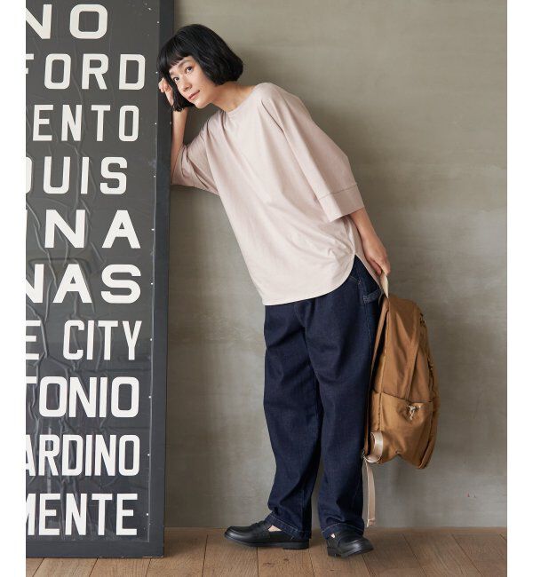 Lbc with Life「シルケット裾ラウンド袖切り替えTシャツ」|Tシャツ・カットソー|