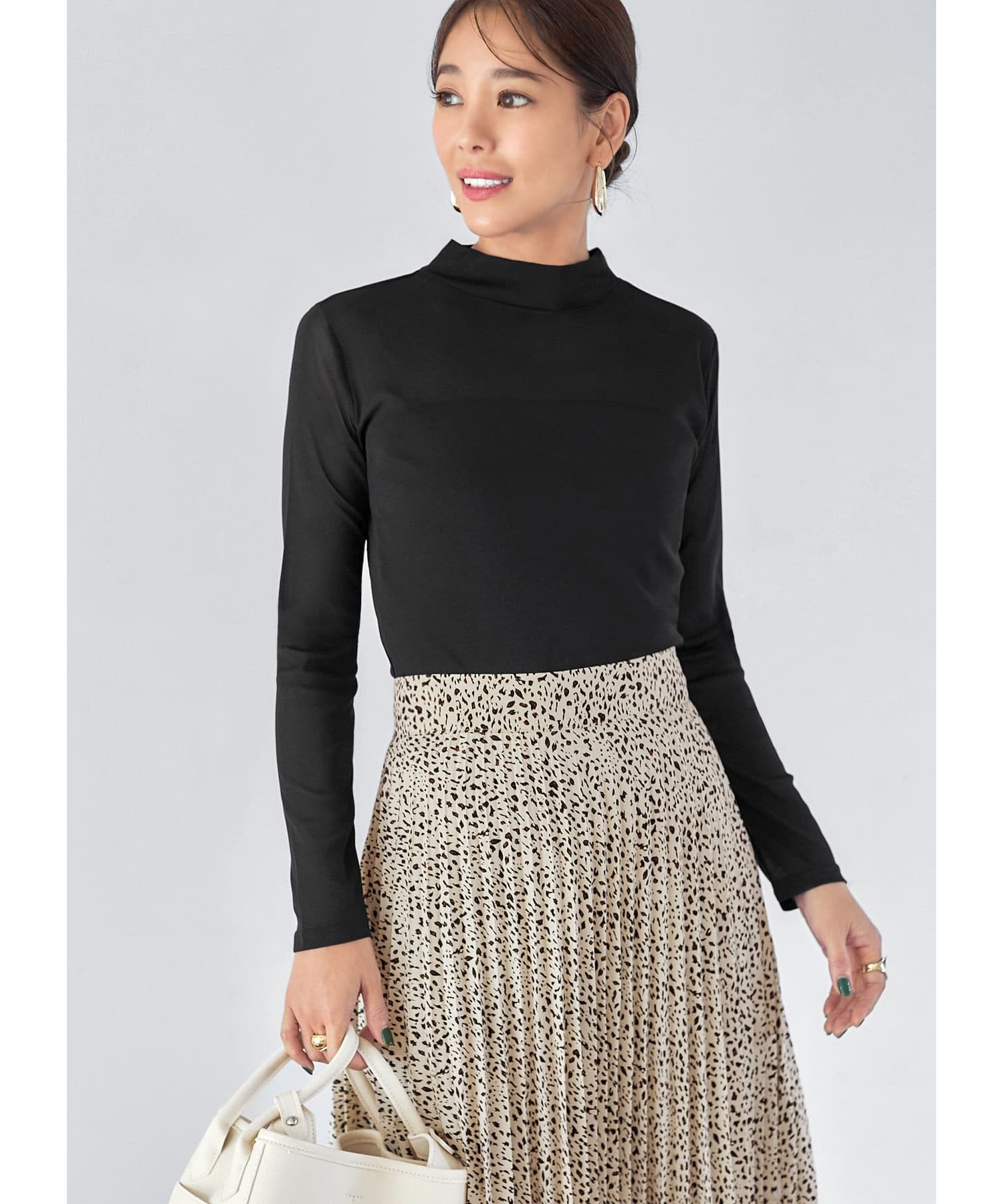 STYLE DELI「シアーインナーハイネックトップス」|Tシャツ・カットソー|ブラック