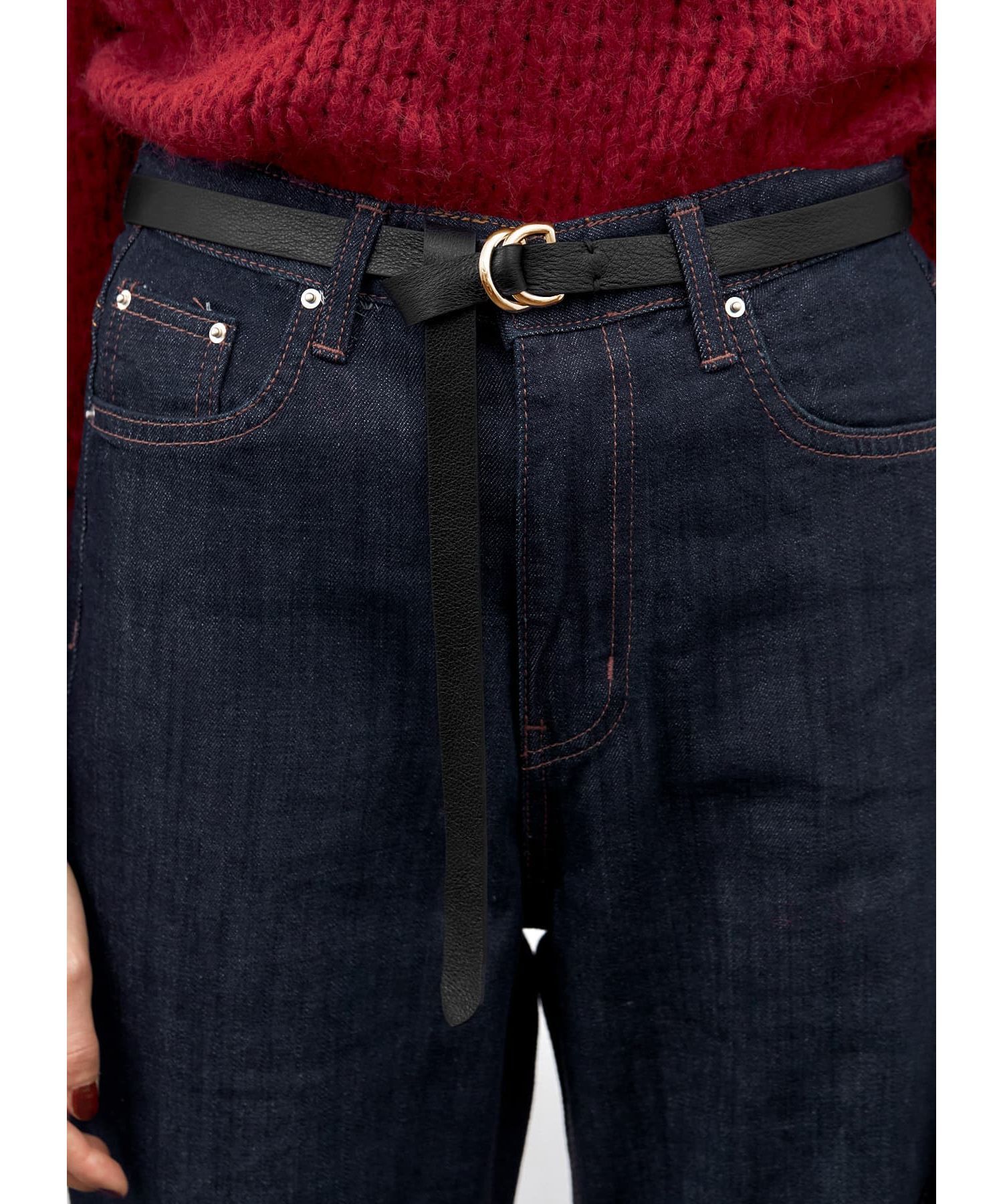 STYLE DELI「結ぶロングレザーベルト20mm／GD金具」|ベルト|ブラック