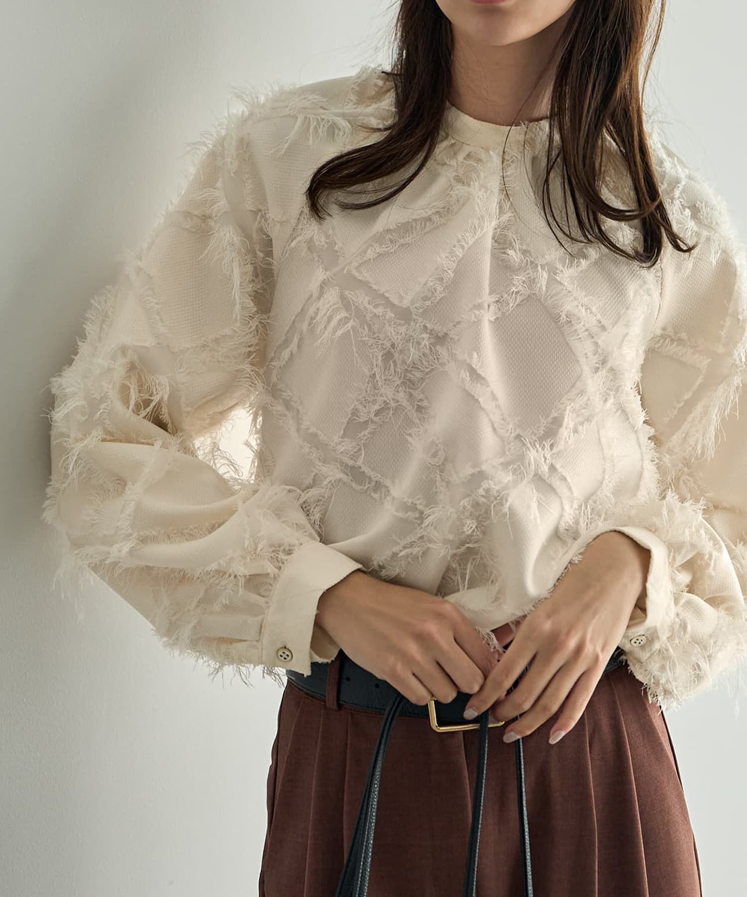 STYLE DELI「柄状ディコラティブフリンジブラウス」|シャツ・ブラウス|エクリュ