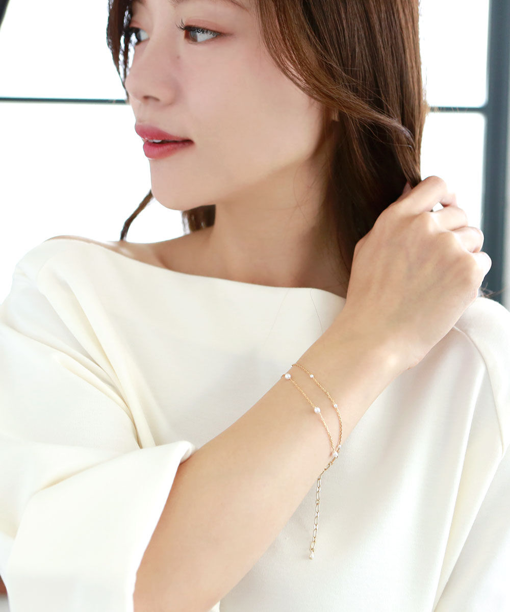 colleca la「粒パールとチェーンの2連ブレスレット」|ブレスレット・バングル|