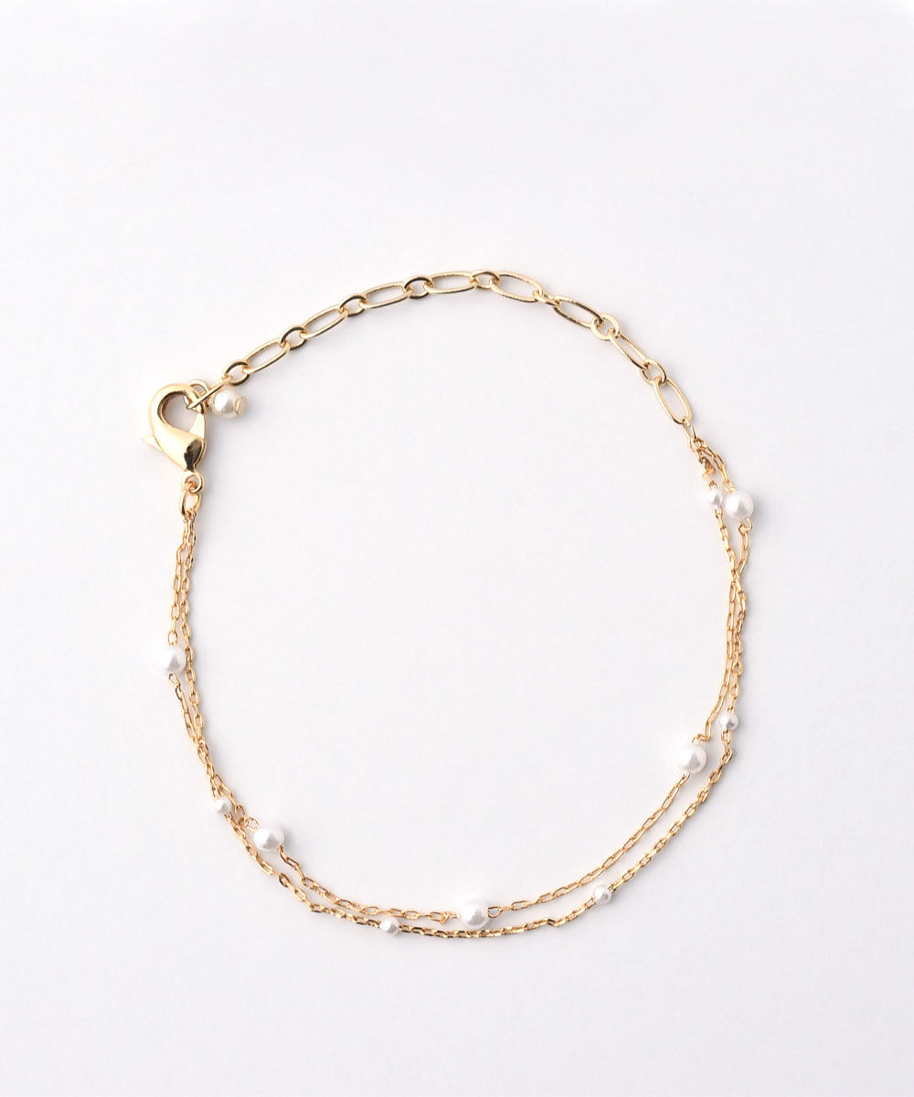 colleca la「粒パールとチェーンの2連ブレスレット」|ブレスレット・バングル|