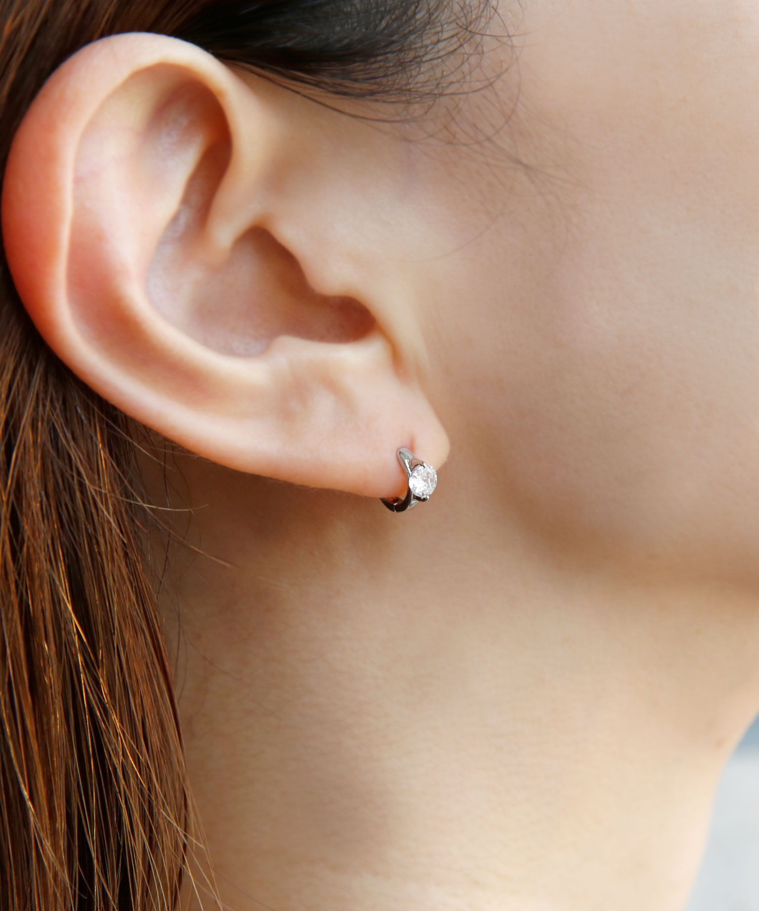 colleca la「1粒ストーンのワンタッチミニフープピアス」|ピアス|シルバー