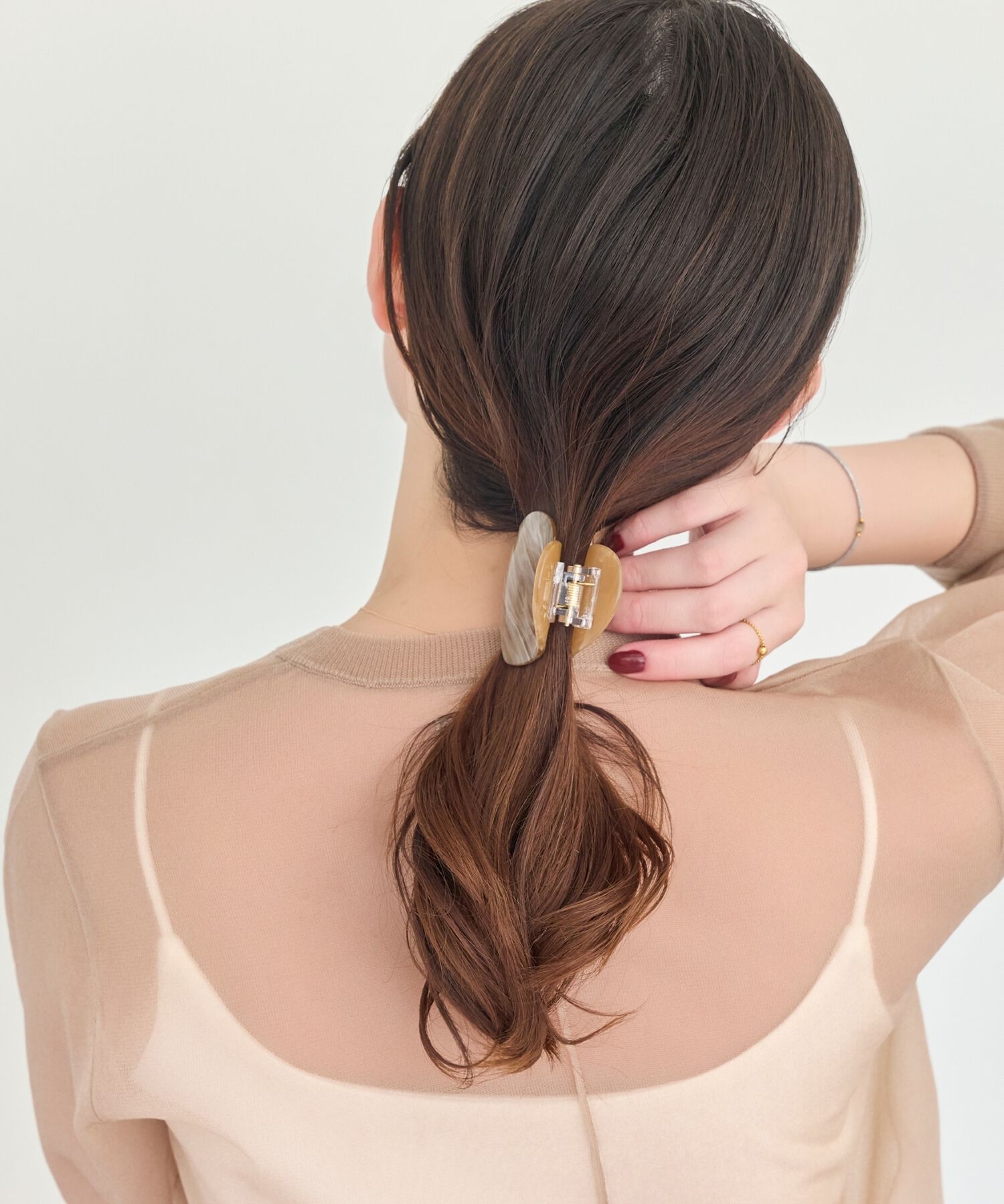 Phoebe「マーブルハートバンスクリップ　ブラウン」|その他|