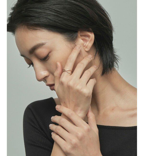 Jouete「K10YG レイヤー クロス リング」|リング|