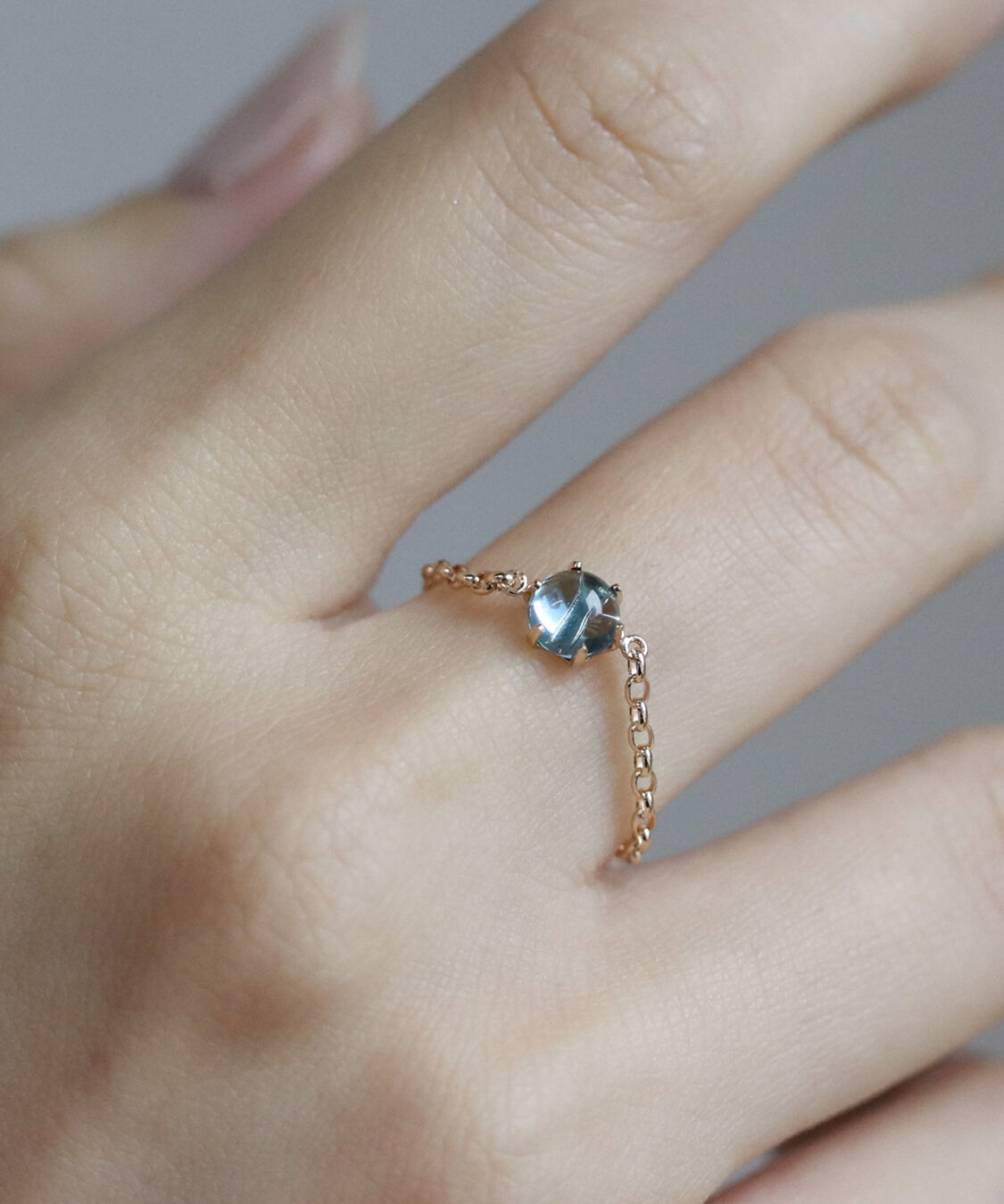  「ブルートパーズ  チェーンリング | K10YG」|リング|