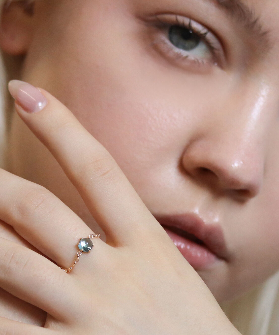  「ブルートパーズ  チェーンリング | K10YG」|リング|