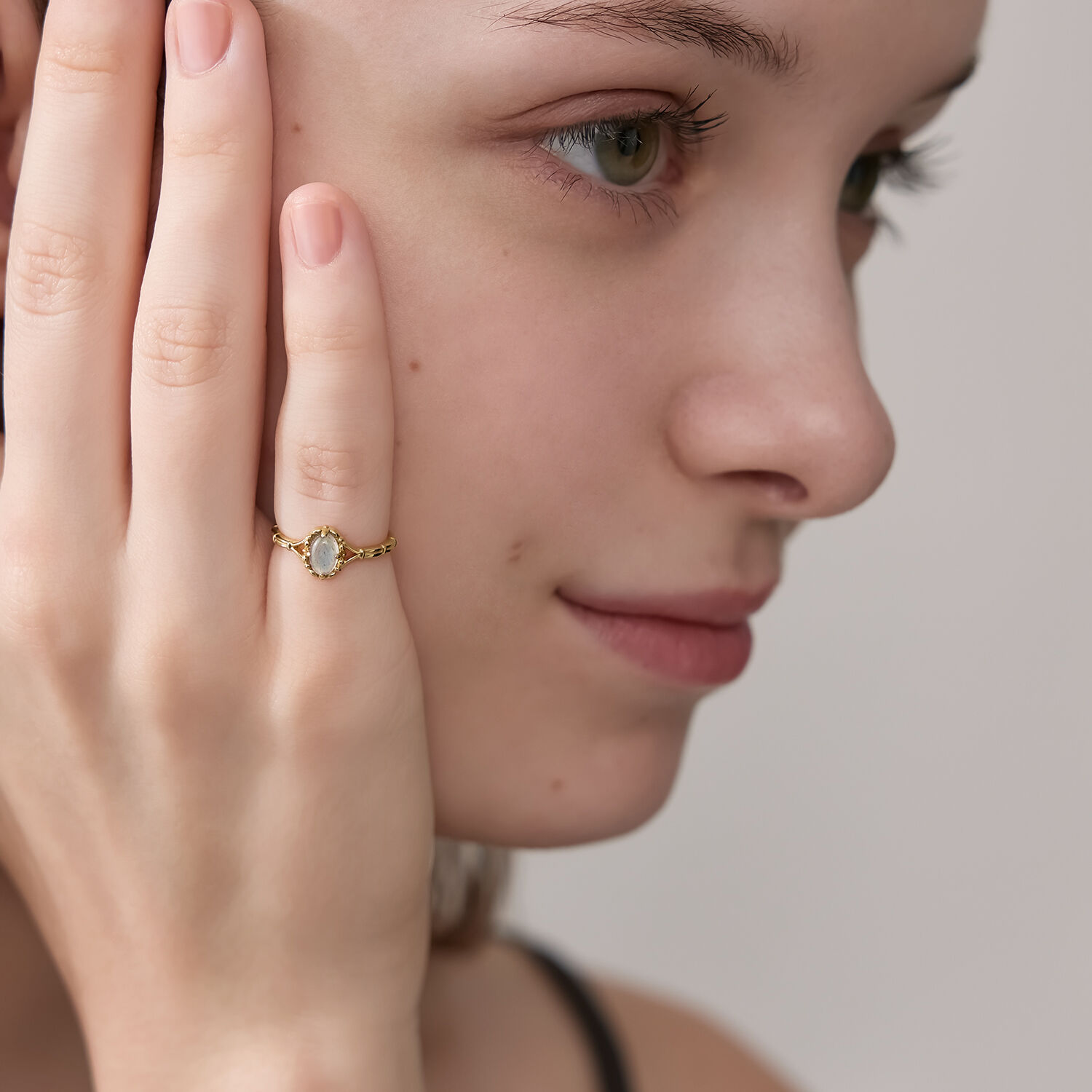 NOJESS「ゴールドラブラドライトピンキーリング」|リング|