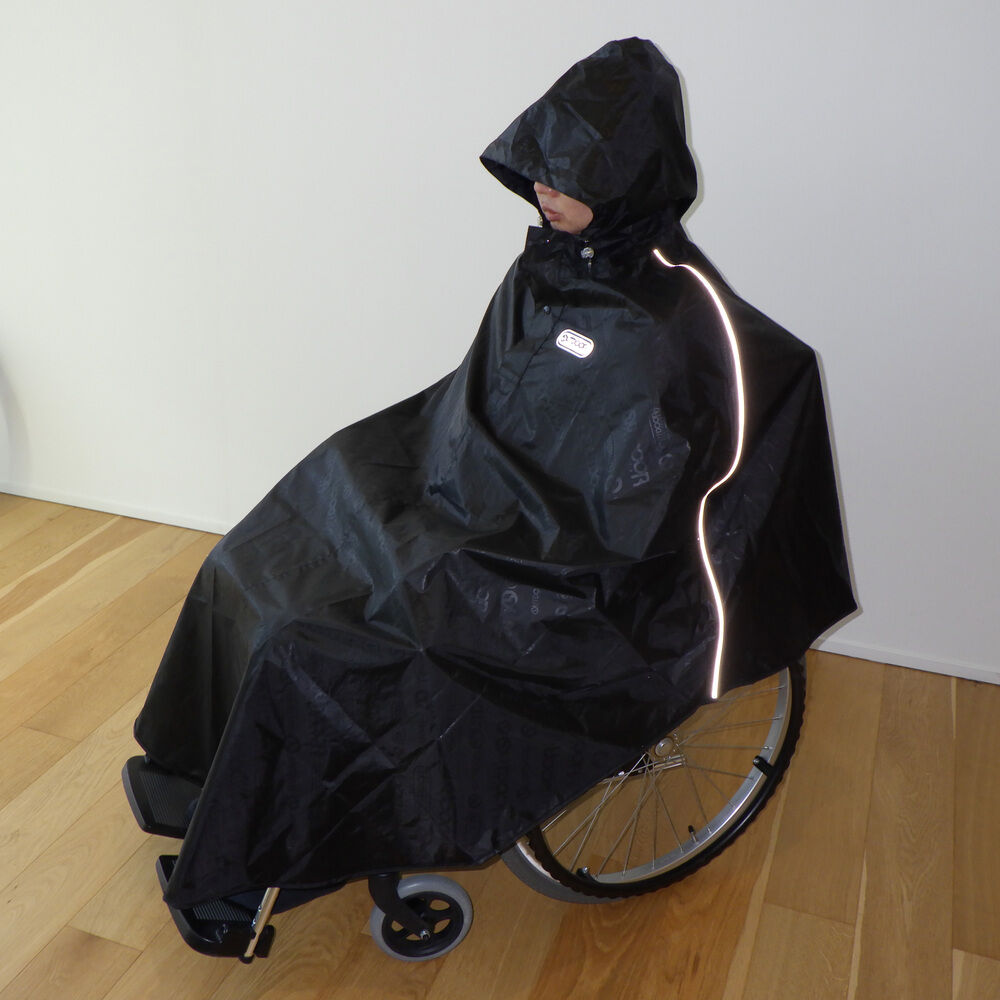 BACKYARD FAMILY「車椅子 レイン ポンチョ 通販 車いす 用 レインコート メンズ レディース 介護 車イス」|レインコート|ブラック1