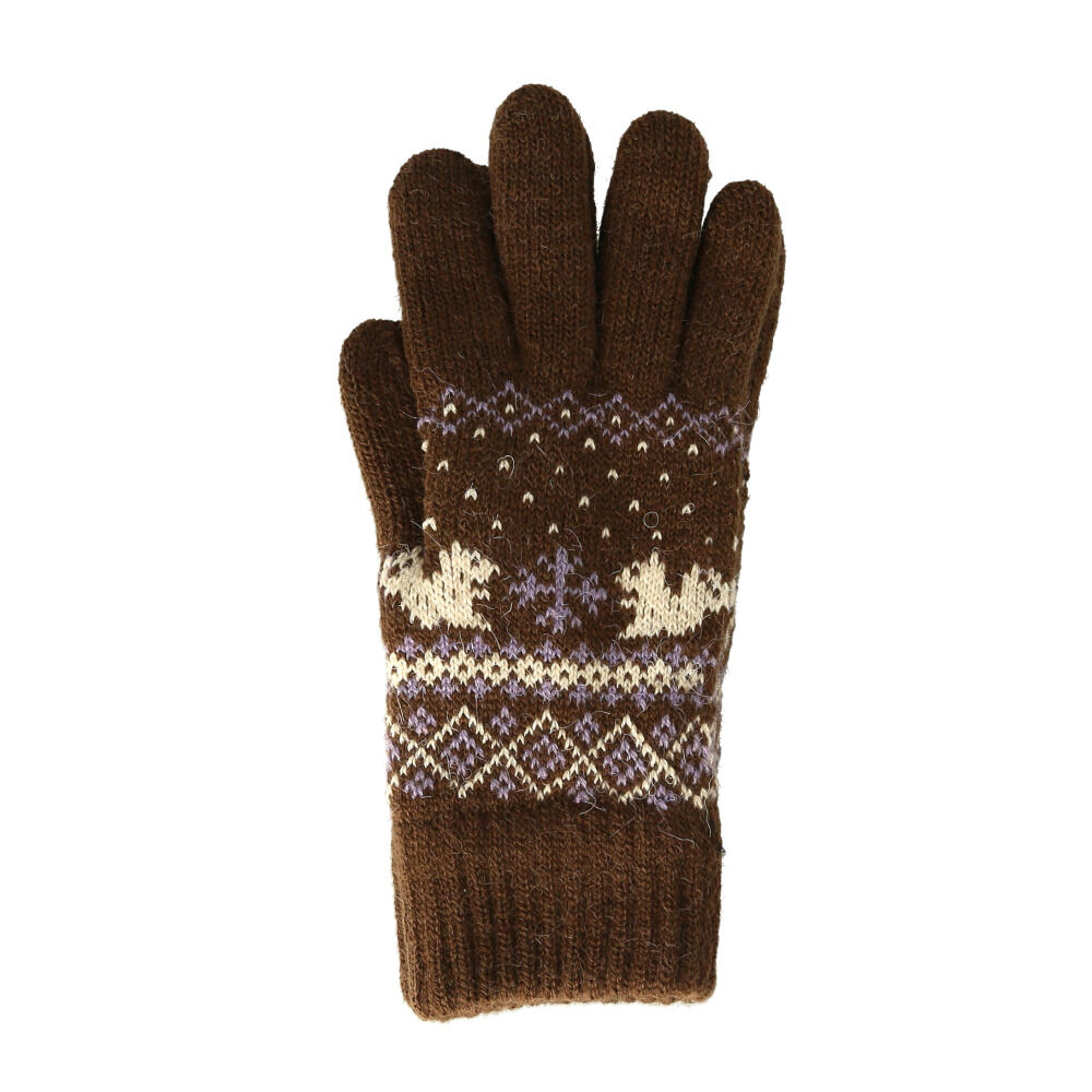 BACKYARD FAMILY「手袋 レディース かわいい 通販 手ぶくろ グローブ ニット手袋 ニット手ぶくろ 5本指 暖かい」|手袋|ブラウン1