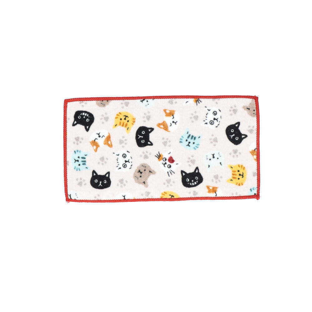 BACKYARD FAMILY「ミニタオル 猫 お洒落 通販 ミニタオルハンカチ 開運 ハンカチタオル タオルハンカチ タオル」|ハンカチ|ピンク1