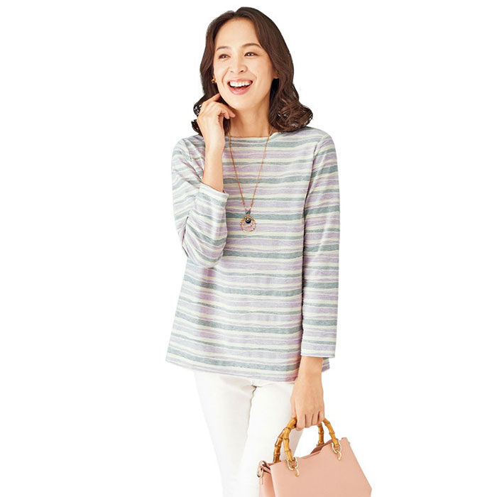 BACKYARD FAMILY「プルオーバー 七分袖 レディース 3色組 961812 通販 日本製 ジャカードプルオーバー」|Tシャツ・カットソー|